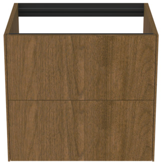 εικόνα του IDEAL STANDARD Conca 60cm wall hung washbasin unit with 2 drawers, no worktop, dark walnut #T4355Y5 - Dark Walnut