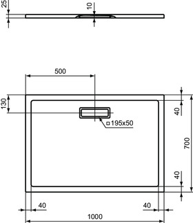 IDEAL STANDARD Ultra Flat New rectangular shower tray 1000x700mm, flush with the floor #T4475V3 - Black resmi