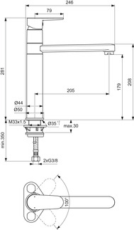 εικόνα του IDEAL STANDARD Cerafine O kitchen mixer tap, high spout, projection 205mm #BC501AA - chrome