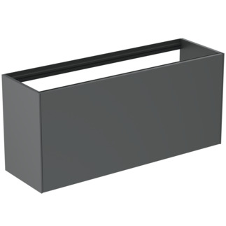 Picture of IDEAL STANDARD Conca 120cm wall hung short projection washbasin unit with 1 external drawer & 1 internal drawer, no worktop, matt anthracite #T3939Y2 - Matt Anthracite