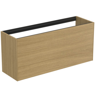 Picture of IDEAL STANDARD Conca 120cm wall hung short projection washbasin unit with 1 external drawer & 1 internal drawer, no worktop, light oak #T3939Y6 - Light Oak