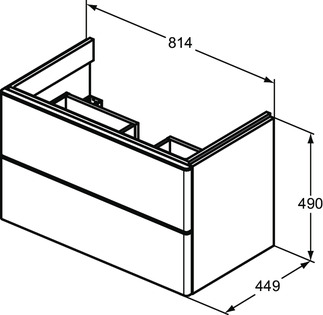 IDEAL STANDARD Adapto Waschtischunterschrank 810x450mm, mit 2 Push-Open mit Softclose-Einzug Auszügen #T4296WG - Hochglanz weiß lackiert