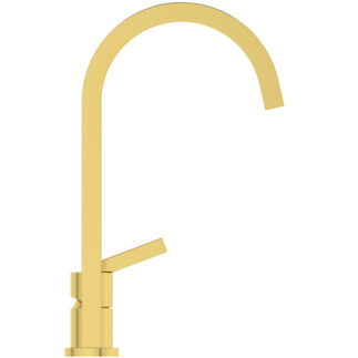 Зображення з  IDEAL STANDARD Gusto 2-hole kitchen mixer tap angular spout, projection 204mm #BD423A2 - Brushed Gold