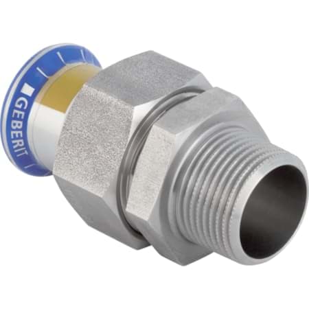 Picture of GEBERIT Mapress Stainless Steel adaptor union with male thread, union nut made of CrNi steel (gas) #34440