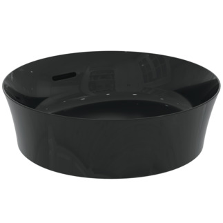 IDEAL STANDARD Ipalyss Schale 400x400mm, ohne Hahnloch, mit Überlaufloch (geschlitzt) #E1413V2 - Schwarz glänzend