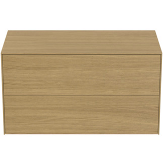 Picture of IDEAL STANDARD Conca 100cm wall hung washbasin unit with 2 drawers, no cutout, light oak #T4323Y6 - Light Oak
