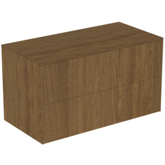 IDEAL STANDARD Conca 100cm wall hung washbasin unit with 2 drawers, no cutout, dark walnut #T4323Y5 - Dark Walnut resmi