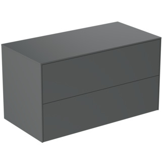 IDEAL STANDARD Conca 100cm wall hung washbasin unit with 2 drawers, no cutout, matt anthracite #T4323Y2 - Matt Anthracite resmi