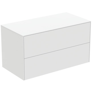 IDEAL STANDARD Conca 100cm wall hung washbasin unit with 2 drawers, no cutout, matt white #T4323Y1 - Matt White resmi