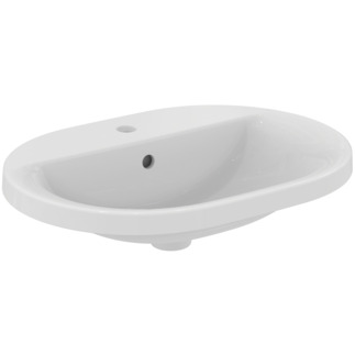 IDEAL STANDARD Connect Einbauwaschtisch 620x460mm, mit 1 Hahnloch, mit Überlaufloch (rund) _ Weiß (Alpin) mit Ideal Plus #E5040MA - Weiß (Alpin) mit Ideal Plus