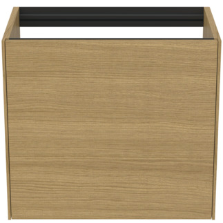 Picture of IDEAL STANDARD Conca 60cm wall hung short projection washbasin unit with 1 external drawer & 1 internal drawer, no worktop, light oak #T3991Y6 - Light Oak