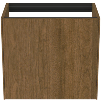 Picture of IDEAL STANDARD Conca 60cm wall hung short projection washbasin unit with 1 external drawer & 1 internal drawer, no worktop, dark walnut #T3991Y5 - Dark Walnut
