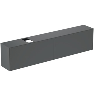 Picture of IDEAL STANDARD Conca 240cm wall hung short projection washbasin unit with 2 external drawers & 2 internal drawers, bespoke cutout, matt anthracite #T4340Y2 - Matt Anthracite