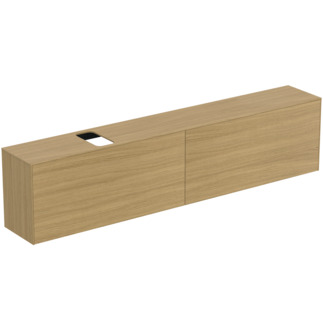 Picture of IDEAL STANDARD Conca 240cm wall hung short projection washbasin unit with 2 external drawers & 2 internal drawers, bespoke cutout, light oak #T4340Y6 - Light Oak
