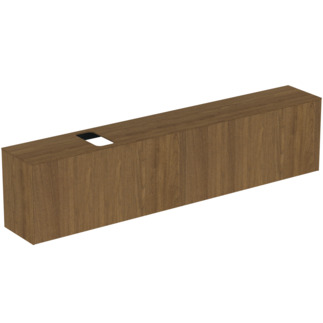 Picture of IDEAL STANDARD Conca 240cm wall hung short projection washbasin unit with 2 external drawers & 2 internal drawers, bespoke cutout, dark walnut #T4340Y5 - Dark Walnut