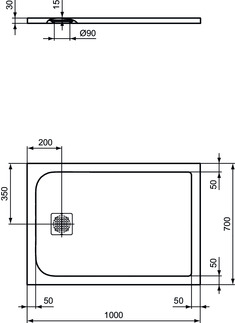 Obrázek IDEAL STANDARD Obdélníková sprchová vanička Ultra Flat S 1000x700 mm, v jedné rovině s podlahou #K8218FV - břidlice