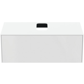 εικόνα του IDEAL STANDARD Conca 100cm wall hung washbasin unit with 1 drawer, centre cutout, matt white #T3930Y1 - Matt White