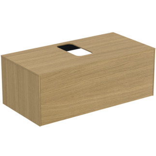 Picture of IDEAL STANDARD Conca 100cm wall hung washbasin unit with 1 drawer, centre cutout, light oak #T3930Y6 - Light Oak