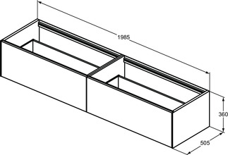 Зображення з  IDEAL STANDARD Conca 200cm wall hung washbasin unit with 2 drawers, no worktop, light oak #T3987Y6 - Light Oak