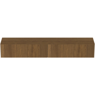 εικόνα του IDEAL STANDARD Conca 240cm wall hung washbasin unit with 2 drawers, no cutout, dark walnut #T4335Y5 - Dark Walnut