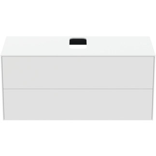 Зображення з  IDEAL STANDARD Conca 120cm wall hung washbasin unit with 2 drawers, centre cutout, matt white #T3943Y1 - Matt White