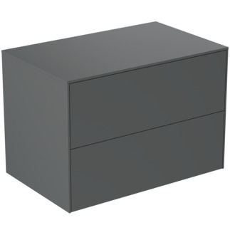 IDEAL STANDARD Conca 80cm wall hung washbasin unit with 2 drawers, no cutout, matt anthracite #T4322Y2 - Matt Anthracite resmi