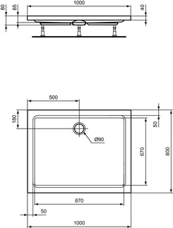 Picture of IDEAL STANDARD Hotline New Rectangular shower tray 1000x800mm, flush with the floor _ White (Alpine) #K277401 - White (Alpine)