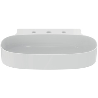 Зображення з  IDEAL STANDARD Linda-X washbasin 600x500mm, polished, with 3 tap holes, without overflow _ White (Alpine) with Ideal Plus #T4989MA - White (Alpine) with Ideal Plus