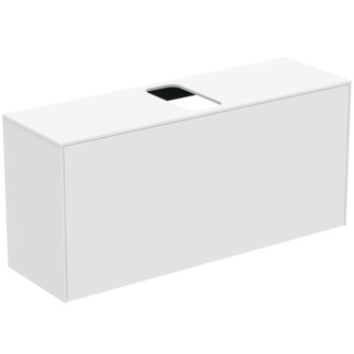 Picture of IDEAL STANDARD Conca 120cm wall hung short projection washbasin unit with 1 external drawer & 1 internal drawer, centre cutout, matt white #T3937Y1 - Matt White