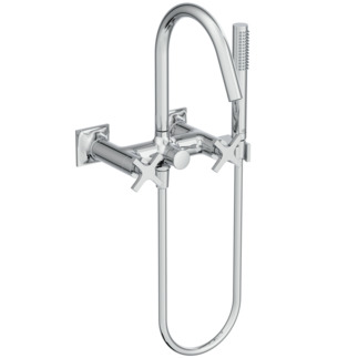 IDEAL STANDARD Joy Neo dual control exposed bath shower mixer with cross handles and shower set, chrome #BD162AA - Chrome resmi