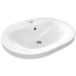 Picture of IDEAL STANDARD Connect built-in washbasin 550x430mm, with 1 tap hole, with overflow hole (round) _ White (Alpine) with Ideal Plus #E5039MA - White (Alpine) with Ideal Plus