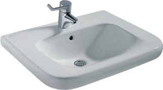 Зображення з  IDEAL STANDARD Contour 21 washbasin 600x555mm, with 1 tap hole, with overflow hole (round) #S238901 - White (Alpine)