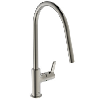 Зображення з  IDEAL STANDARD Gusto kitchen mixer tap, round spout, 238 mm projection #BD408GN - stainless steel