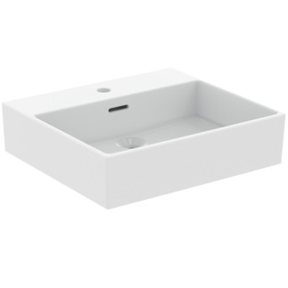 IDEAL STANDARD Extra washbasin 500x450mm, polished, with 1 tap hole, with overflow hole (slotted) #T3884V1 - Silk white resmi