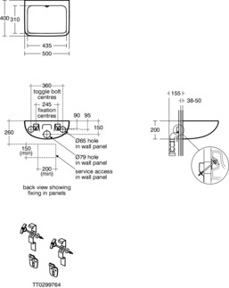 IDEAL STANDARD Contour 21+ Waschtisch 500x400mm, ohne Hahnloch, ohne Überlauf #E232701 - Weiß (Alpin)