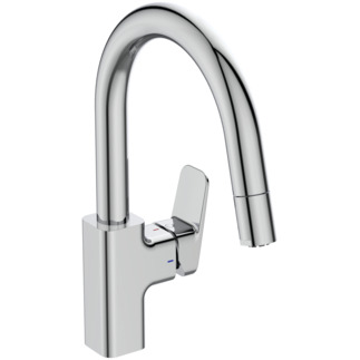 IDEAL STANDARD Ceraplan kitchen mixer tap low pressure high spout with 1-function spray, projection 216mm #BD337AA - chrome resmi