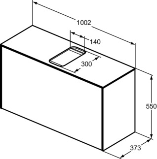 Зображення з  IDEAL STANDARD Conca 100cm wall hung short projection washbasin unit with 1 external drawer & 1 internal drawer, centre cutout, dark walnut #T3936Y5 - Dark Walnut