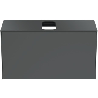 Picture of IDEAL STANDARD Conca 100cm wall hung short projection washbasin unit with 1 external drawer & 1 internal drawer, centre cutout, matt anthracite #T3936Y2 - Matt Anthracite