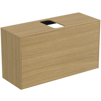 Picture of IDEAL STANDARD Conca 100cm wall hung short projection washbasin unit with 1 external drawer & 1 internal drawer, centre cutout, light oak #T3936Y6 - Light Oak