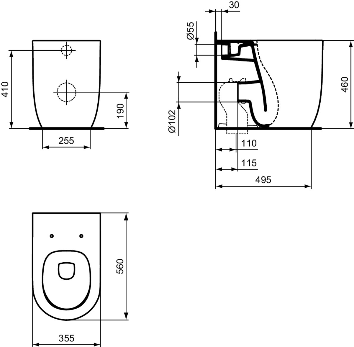 IDEAL STANDARD Blend Curve Standtiefspül-WC mit AquaBlade Technologie _ Weiß (Alpin) #T375901 - Weiß (Alpin)