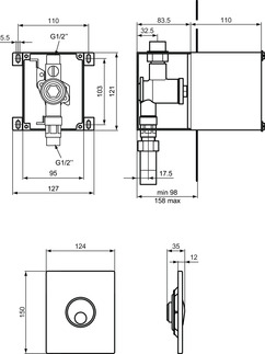 IDEAL STANDARD Septa Pro flush plate U3 #R0139AC - White resmi