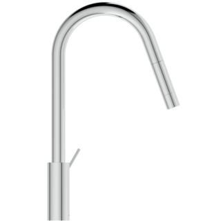 Зображення з  IDEAL STANDARD Gusto kitchen mixer tap, round spout with 1-function spray, 240 mm projection #BD414AA - chrome