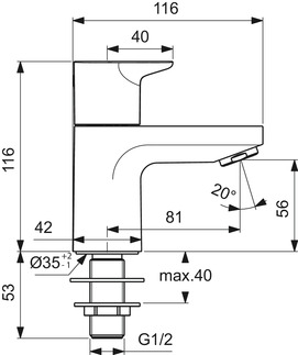 Obrázek IDEAL STANDARD Sloupová vodovodní baterie Ceraplan, výstupek 116 mm #BD284AA - chrom