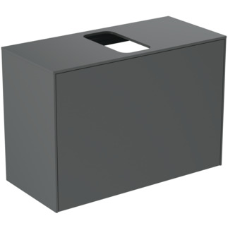 Picture of IDEAL STANDARD Conca 80cm wall hung short projection washbasin unit with 1 external drawer & 1 internal drawer, centre cutout, matt anthracite #T3935Y2 - Matt Anthracite