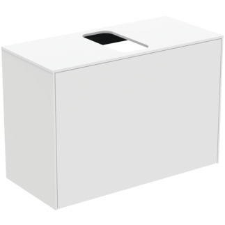 Picture of IDEAL STANDARD Conca 80cm wall hung short projection washbasin unit with 1 external drawer & 1 internal drawer, centre cutout, matt white #T3935Y1 - Matt White