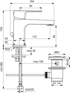 IDEAL STANDARD Cerafine D basin mixer, 115mm projection #BC685AA - chrome resmi