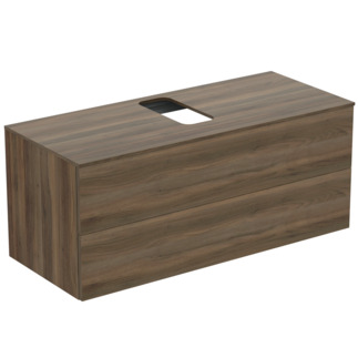 IDEAL STANDARD Adapto Waschtischunterschrank 1200x505mm, mit 2 Push-Pull Auszügen, mit Waschtischplatte #U8598FW - Walnuss Dekor