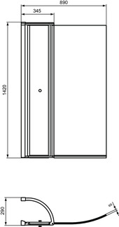 Obrázek IDEAL STANDARD Connect Air sprchová zástěna do vany, 2 dveře #E1137EO - Stříbrný rám, čiré sklo