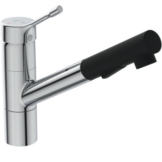Зображення з  IDEAL STANDARD Ceralook kitchen mixer tap BlueStart extended base with 2-function spray, 233mm projection #BC297AA - chrome