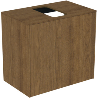 Зображення з  IDEAL STANDARD Conca 60cm wall hung short projection washbasin unit with 1 external drawer & 1 internal drawer, centre cutout, dark walnut #T3934Y5 - Dark Walnut